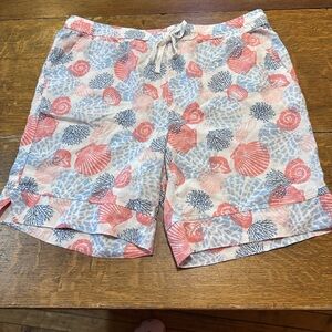 Emily Daniel’s linen blend shorts sz large shells coastal vibes pockets‎